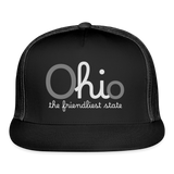 O hi o the friendliest state Trucker Hat Cap - black/black