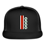 Buckeye Leaf and Stripes Trucker Hat Cap - black/black