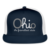 O hi o the friendliest state Trucker Hat Cap - navy/white