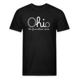 O hi o the friendliest state Fitted Cotton/Poly T-Shirt by Next Level - black