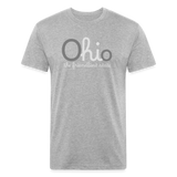 O hi o the friendliest state Fitted Cotton/Poly T-Shirt by Next Level - heather gray