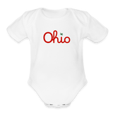 Script Ohio Buckeye Baby Organic Short Sleeve Baby Bodysuit - white