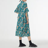 Women Green Pattern Printed Midi Dress