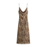 Animal print suspender dress for women