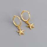 925 Sterling Silver Starfish Hoop Earring for Women Geometric Gold Silver Jewelry Wholesale S-E1388