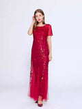 Slim mesh sequined evening dress fishtail dress for women