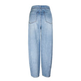 High Waist Wide Leg Jeans With Pockets Women`s Button Fly Straight Denim Pants