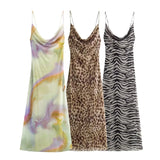 Animal print suspender dress for women