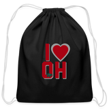 I Heart OH Cotton Drawstring Bag - black