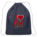 I Heart OH Cotton Drawstring Bag - navy