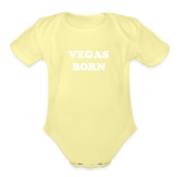 Vegas Born Onesie Organic Short Sleeve Baby Bodysuit - washed yellow