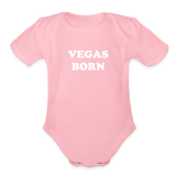 Vegas Born Onesie Organic Short Sleeve Baby Bodysuit - light pink