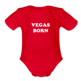 Vegas Born Onesie Organic Short Sleeve Baby Bodysuit - red