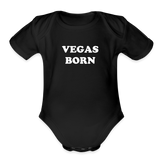 Vegas Born Onesie Organic Short Sleeve Baby Bodysuit - black