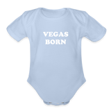 Vegas Born Onesie Organic Short Sleeve Baby Bodysuit - sky