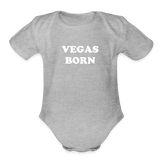 Vegas Born Onesie Organic Short Sleeve Baby Bodysuit - heather grey