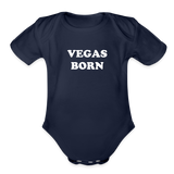 Vegas Born Onesie Organic Short Sleeve Baby Bodysuit - dark navy