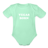 Vegas Born Onesie Organic Short Sleeve Baby Bodysuit - light mint