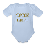 Vegas Born Organic Short Sleeve Baby Bodysuit - sky