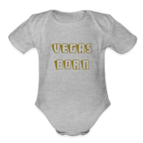 Vegas Born Organic Short Sleeve Baby Bodysuit - heather grey