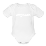 Maganda Girls Organic Short Sleeve Baby Bodysuit - white