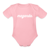 Maganda Girls Organic Short Sleeve Baby Bodysuit - light pink