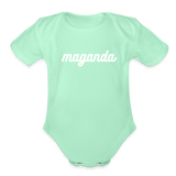 Maganda Girls Organic Short Sleeve Baby Bodysuit - light mint