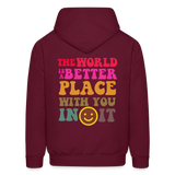 The World is a Better Place Men's Hoodie - burgundy