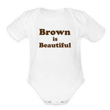 Brown is Beautiful Organic Short Sleeve Baby Bodysuit - white