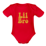 Lil Bro Organic Short Sleeve Baby Bodysuit - red