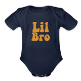 Lil Bro Organic Short Sleeve Baby Bodysuit - dark navy