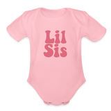 Lil Sis Organic Short Sleeve Baby Bodysuit - light pink