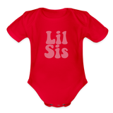 Lil Sis Organic Short Sleeve Baby Bodysuit - red