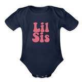 Lil Sis Organic Short Sleeve Baby Bodysuit - dark navy