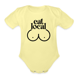 Eat Local Organic Short Sleeve Baby Bodysuit - washed yellow