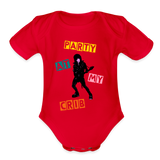 Party at My Crib Organic Short Sleeve Baby Bodysuit - red