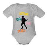 Party at My Crib Organic Short Sleeve Baby Bodysuit - heather grey