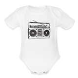 Vintage Boombox Organic Short Sleeve Baby Bodysuit - white