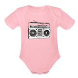 Vintage Boombox Organic Short Sleeve Baby Bodysuit - light pink