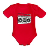 Vintage Boombox Organic Short Sleeve Baby Bodysuit - red