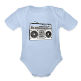 Vintage Boombox Organic Short Sleeve Baby Bodysuit - sky