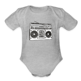 Vintage Boombox Organic Short Sleeve Baby Bodysuit - heather grey