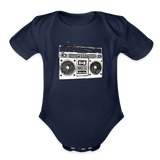 Vintage Boombox Organic Short Sleeve Baby Bodysuit - dark navy