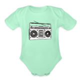 Vintage Boombox Organic Short Sleeve Baby Bodysuit - light mint