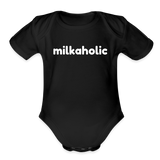 Milkaholic Organic Short Sleeve Baby Bodysuit - black