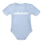 Milkaholic Organic Short Sleeve Baby Bodysuit - sky