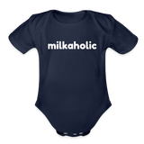 Milkaholic Organic Short Sleeve Baby Bodysuit - dark navy