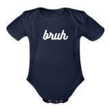 Bruh Organic Short Sleeve Baby Bodysuit - dark navy