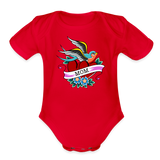 Mom Tattoo Organic Short Sleeve Baby Bodysuit - red