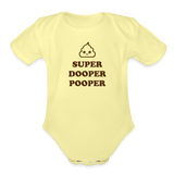 Super Dooper Pooper Organic Short Sleeve Baby Bodysuit - washed yellow